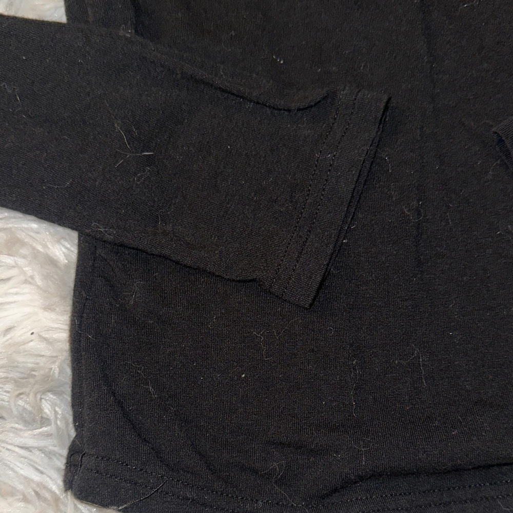Black Long Sleeve Top with Lace Detail Around Neck - Small - Picture 2 of 4